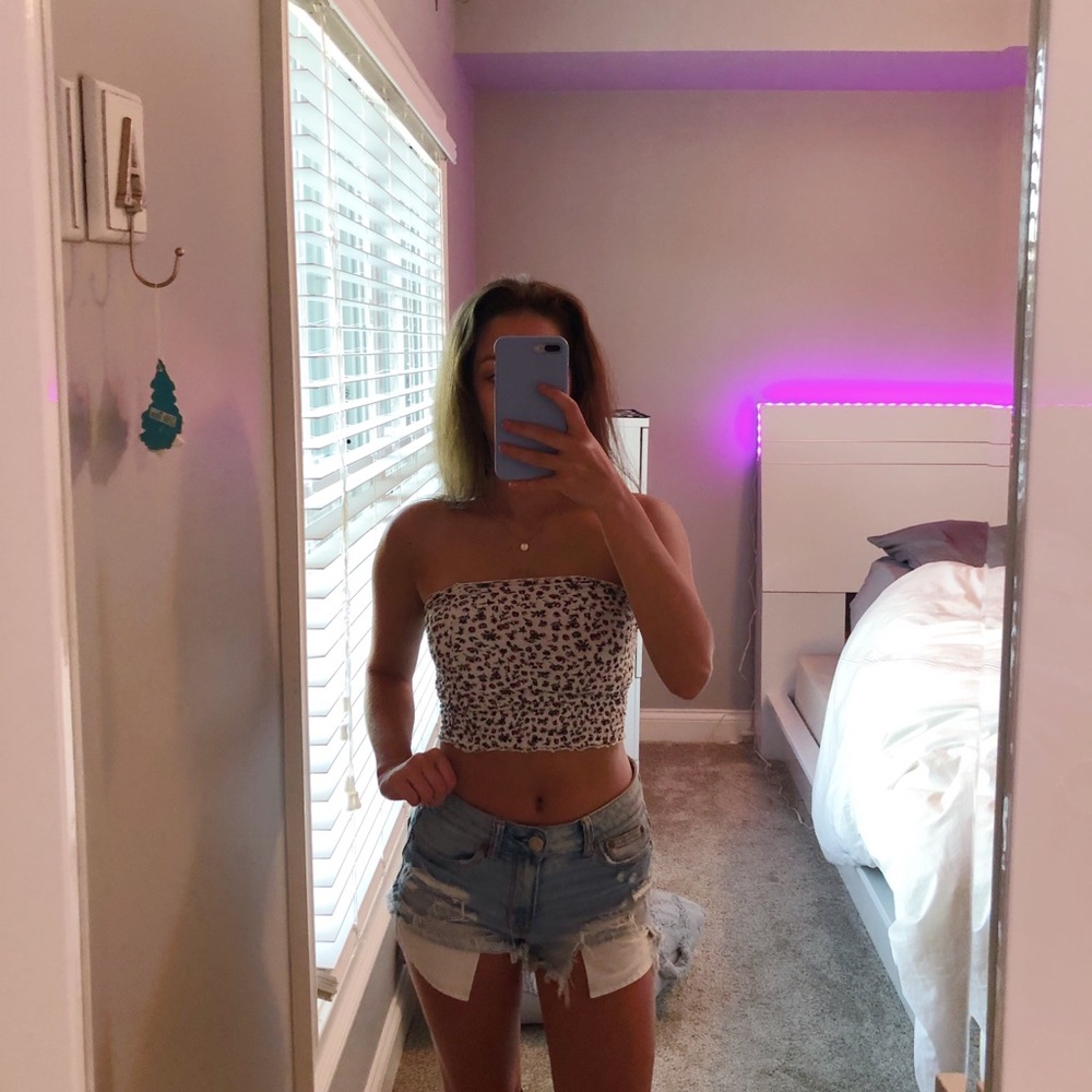 White Tube Top with Floral Print